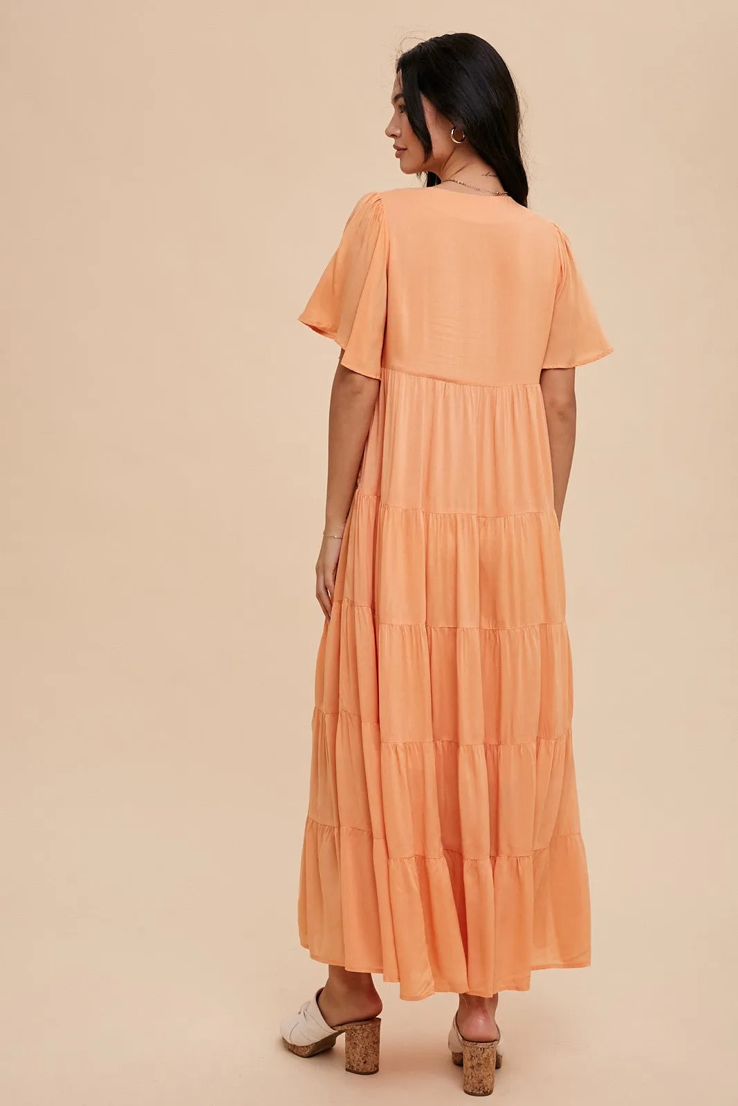 Orange Button Detail Tiered Maxi Dress sold by Pinkblush product image thumbnail 3
