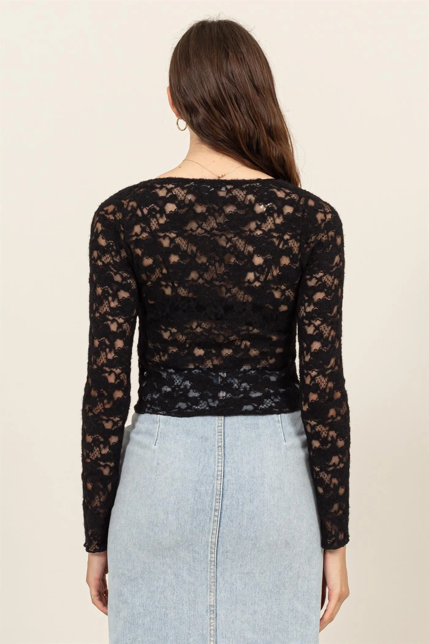 Black Lace Rosette Cardigan Top sold by Pinkblush product image thumbnail 5