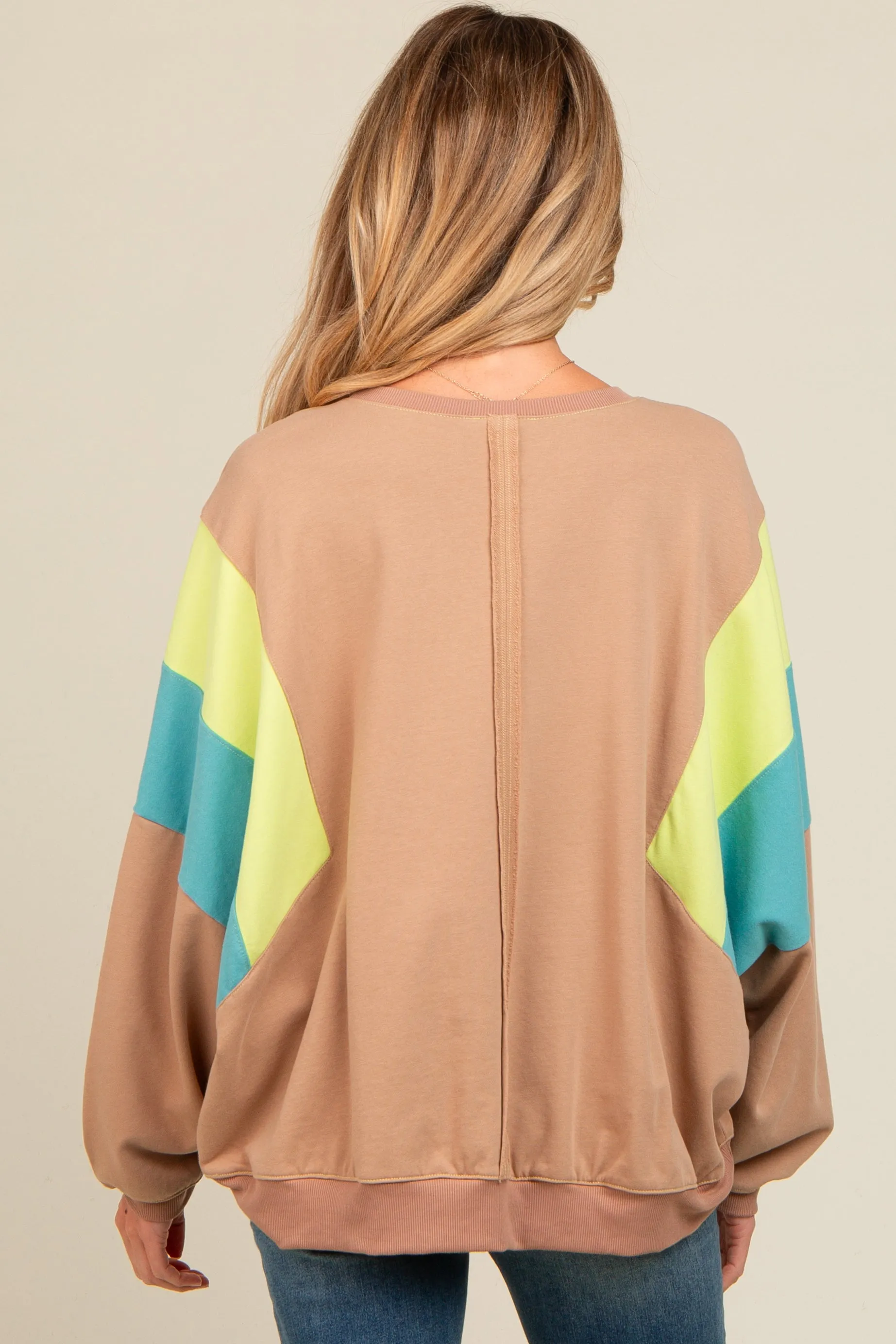 Mocha Colorblock Dolman Sleeve Maternity Sweatshirt sold by Pinkblush product image thumbnail 3