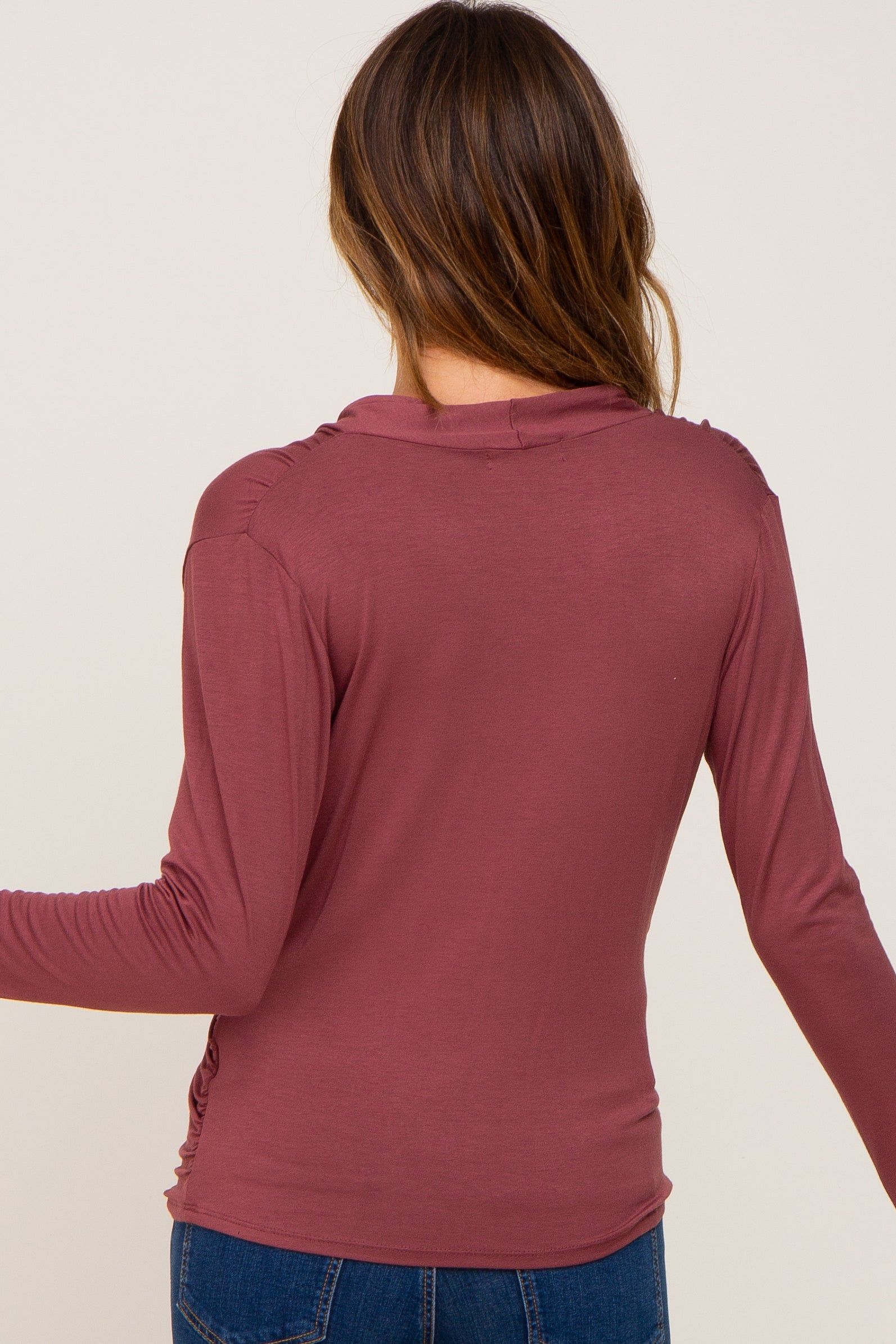 Burgundy Long Sleeve Wrap Nursing Top sold by Pinkblush product image thumbnail 3