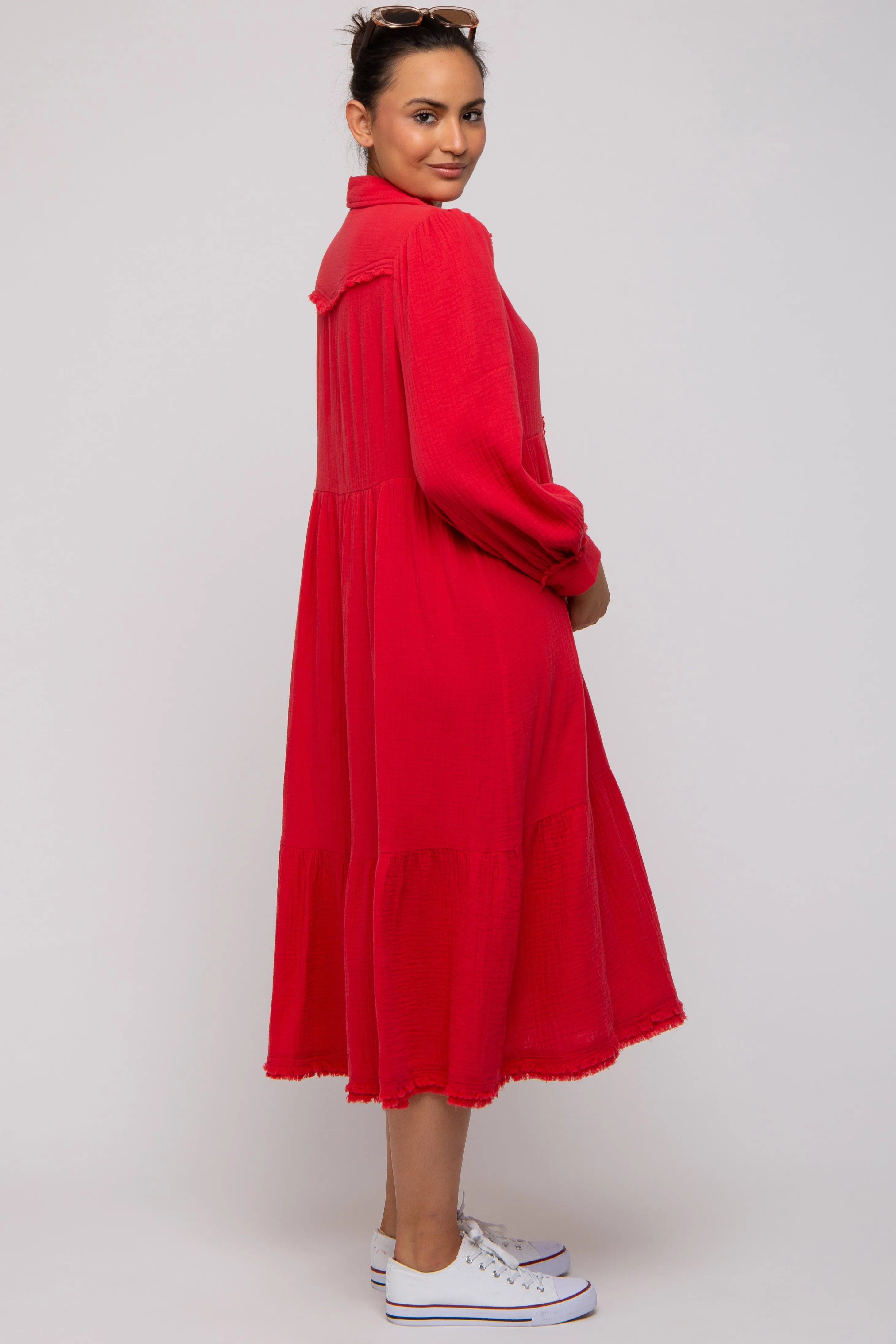 Red Fringe Midi Dress sold by Pinkblush product image thumbnail 2