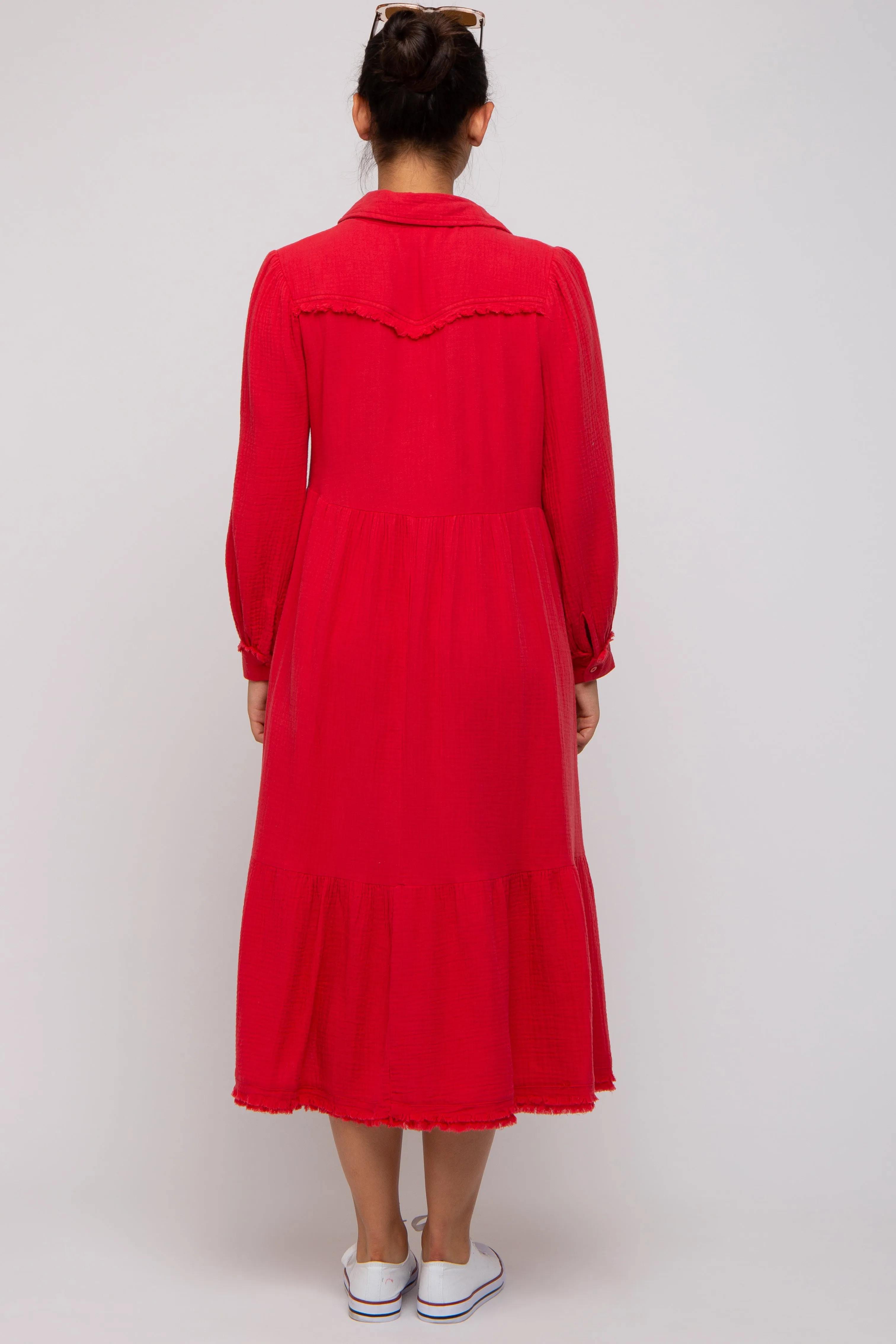 Red Fringe Midi Dress sold by Pinkblush product image thumbnail 3