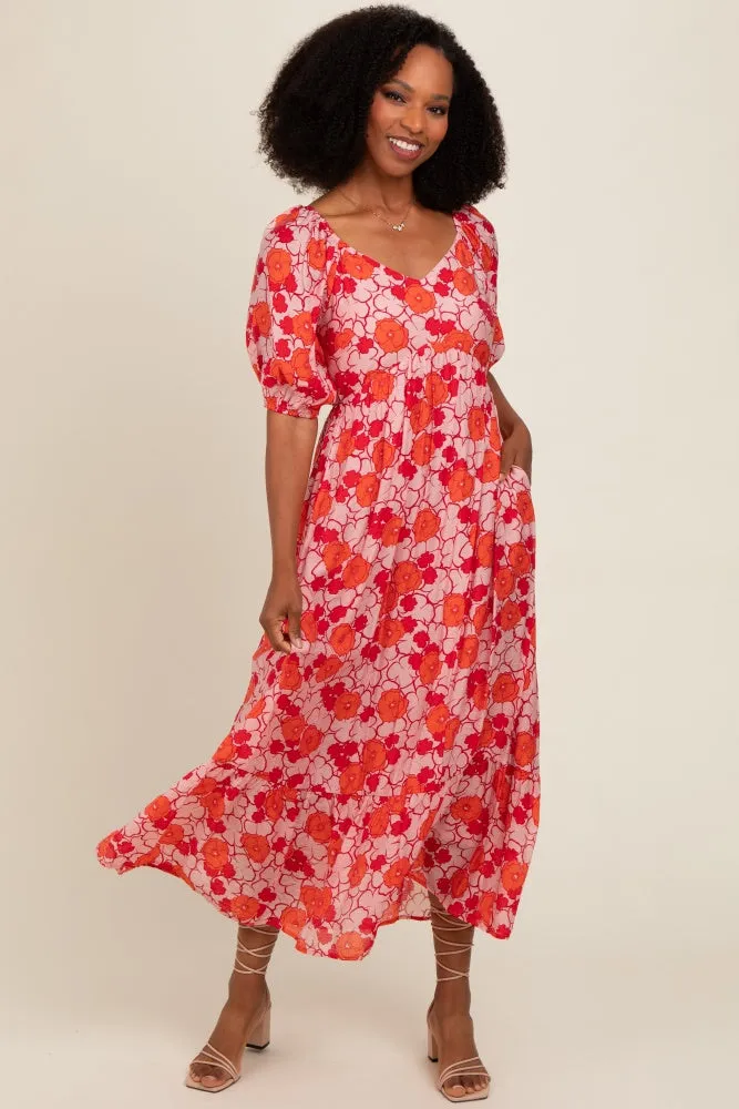 Pink Floral Maternity Midi Dress sold by Pinkblush product image thumbnail 5