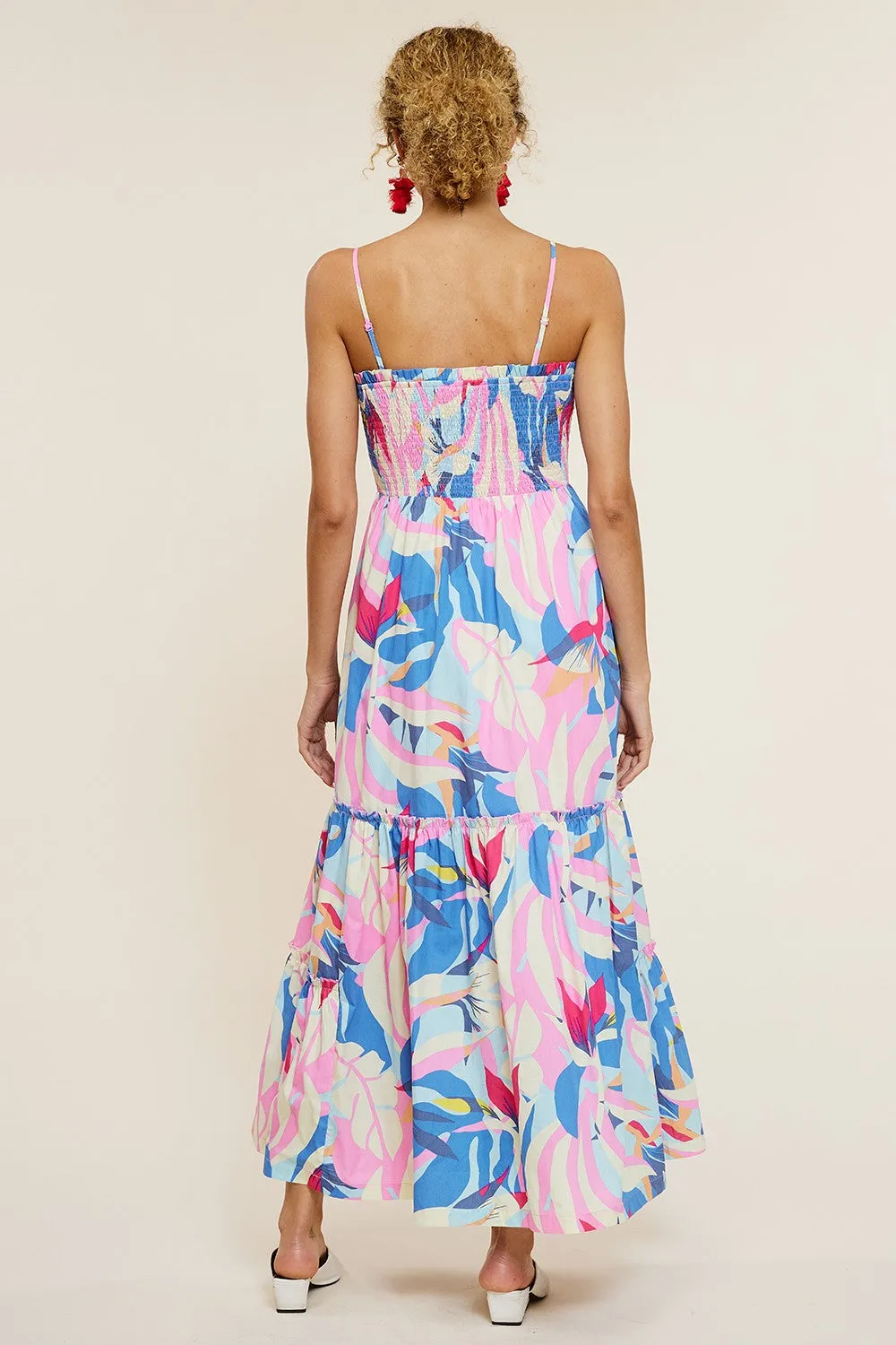 Pink Printed Smocked Bodice Tiered Maxi Dress sold by Pinkblush product image thumbnail 4