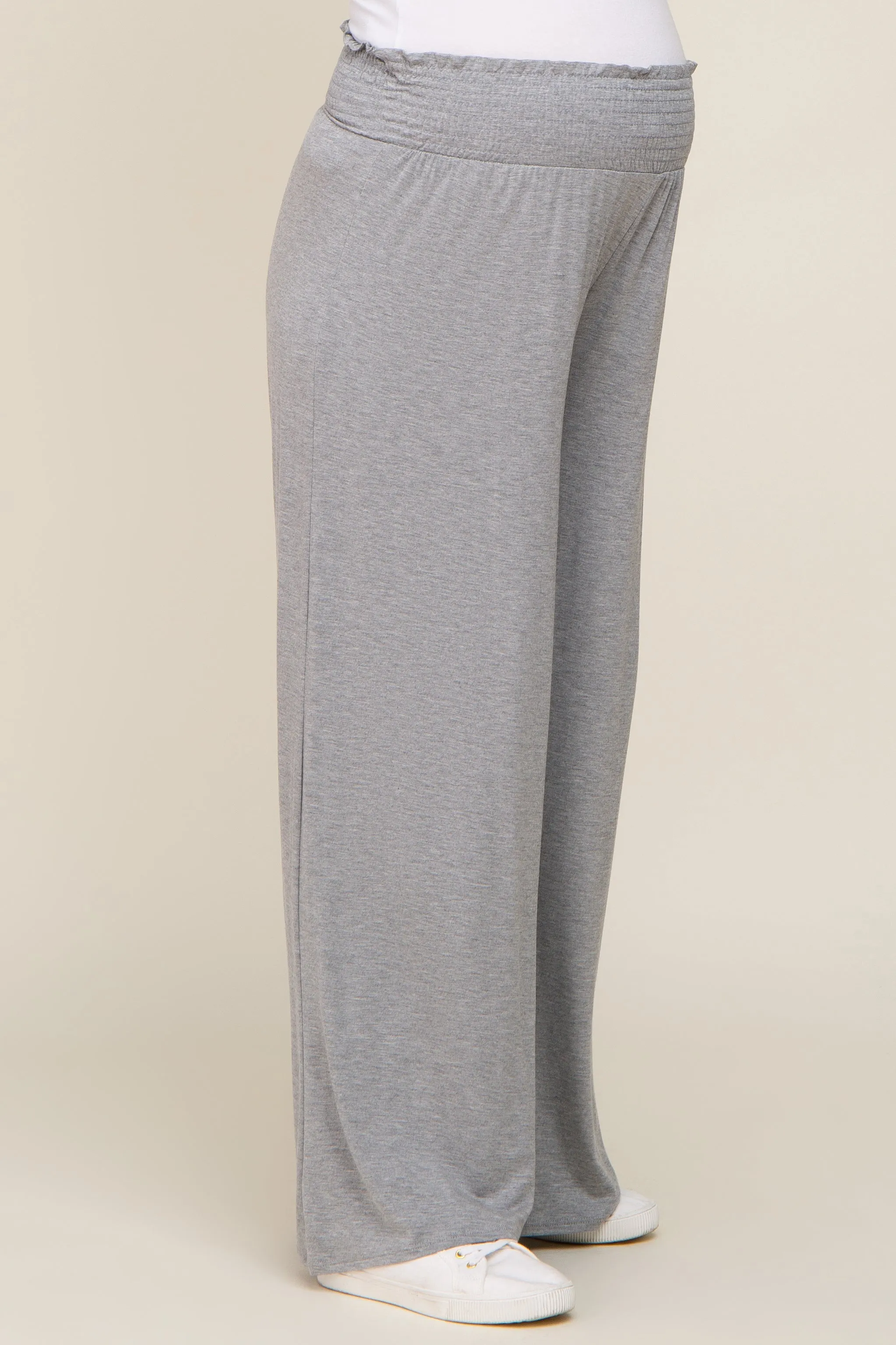 Grey Smocked Waist Flowy Maternity Pants sold by Pinkblush product image thumbnail 3