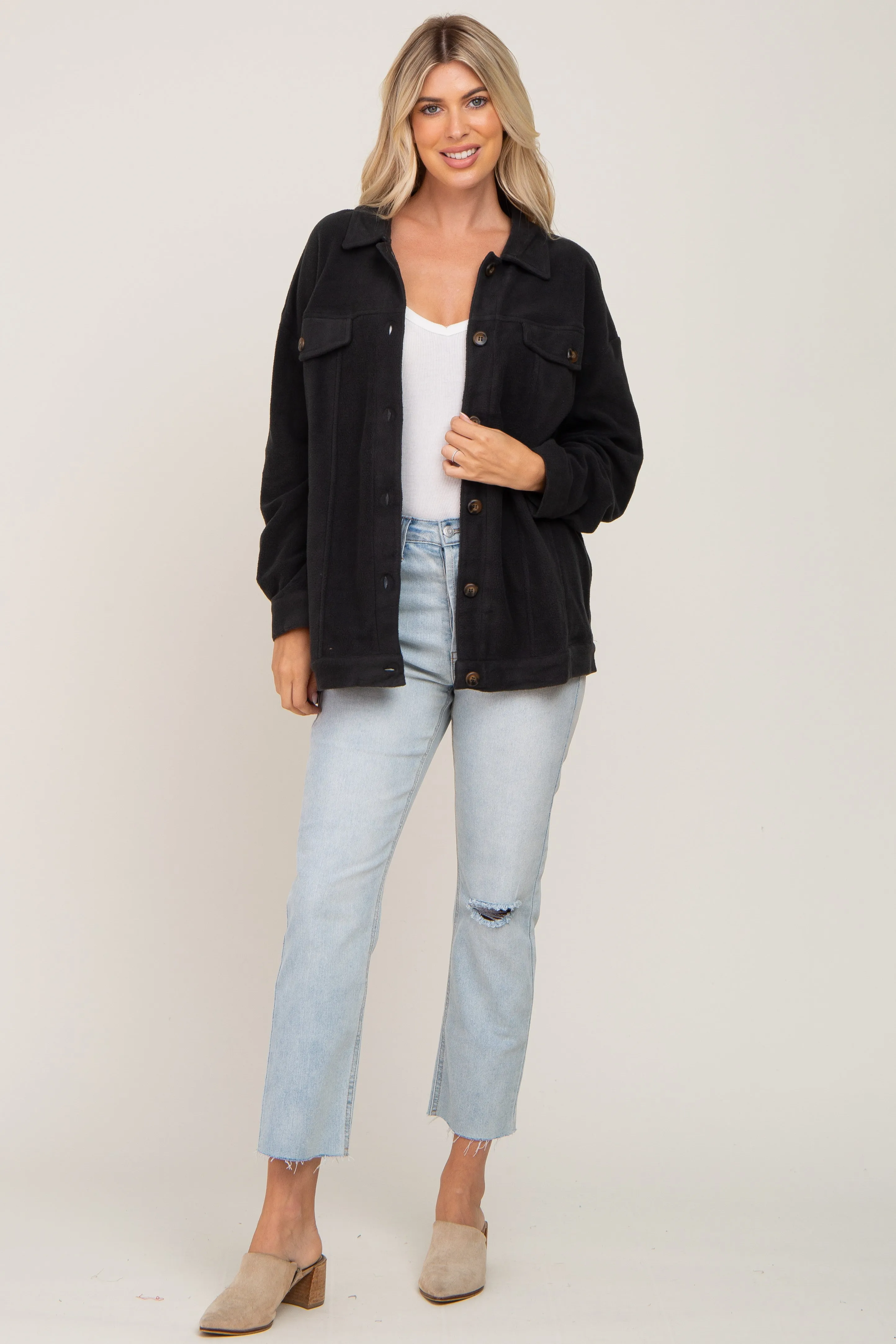 Charcoal Fleece Shirt Jacket sold by Pinkblush product image thumbnail 4