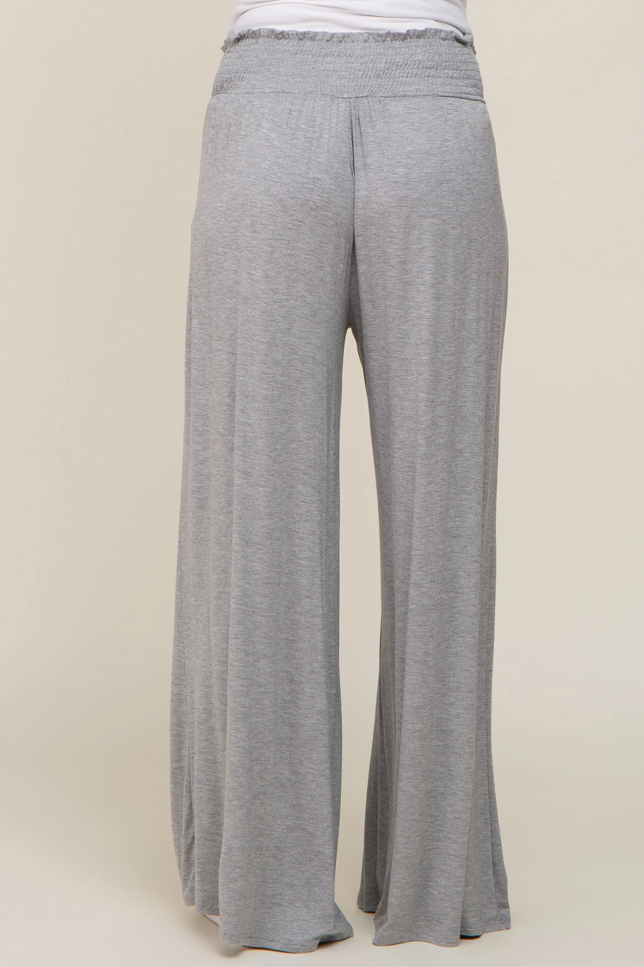Grey Smocked Waist Flowy Maternity Pants sold by Pinkblush product image thumbnail 4