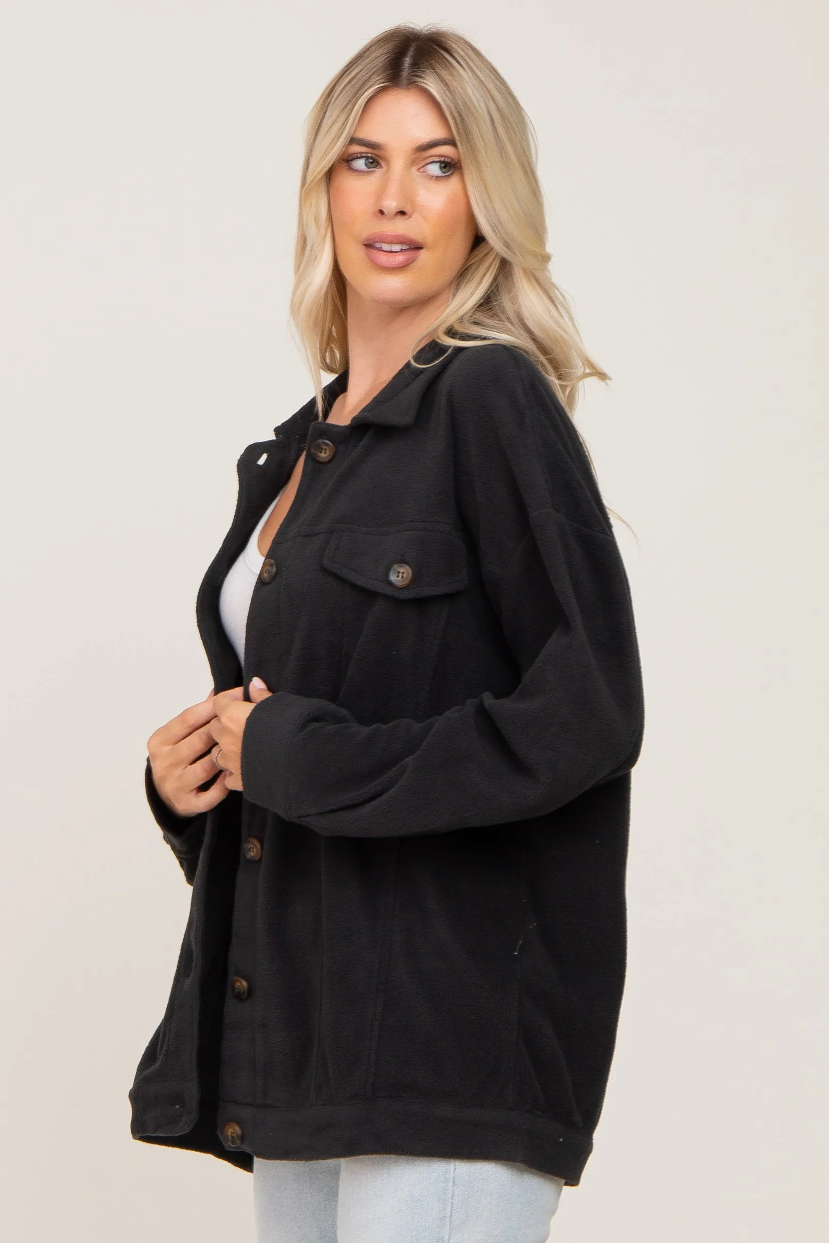 Charcoal Fleece Shirt Jacket sold by Pinkblush product image thumbnail 2