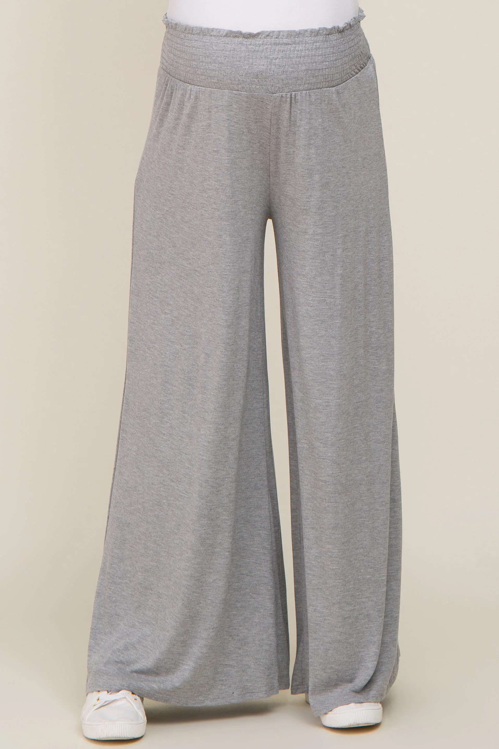 Grey Smocked Waist Flowy Maternity Pants sold by Pinkblush product image thumbnail 2