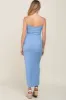 Blue Ribbed Sleeveless Basic Maternity Maxi Dress sold by Pinkblush