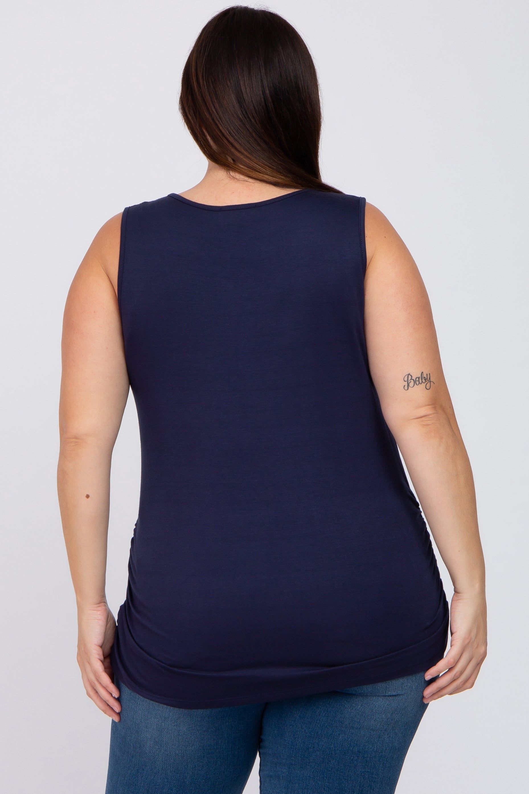 Navy Ruched Side Plus Tank sold by Pinkblush product image thumbnail 3