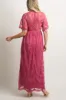 PinkBlush Magenta Lace Mesh Overlay Maternity Maxi Dress sold by Pinkblush