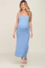 Blue Ribbed Sleeveless Basic Maternity Maxi Dress sold by Pinkblush