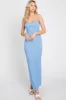 Blue Ribbed Sleeveless Basic Maternity Maxi Dress sold by Pinkblush