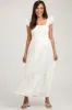 Cream Sleeveless Smocked Tiered Maternity Maxi Dress sold by Pinkblush