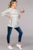 PinkBlush Ivory Striped Peplum Ruffle Maternity Top sold by Pinkblush