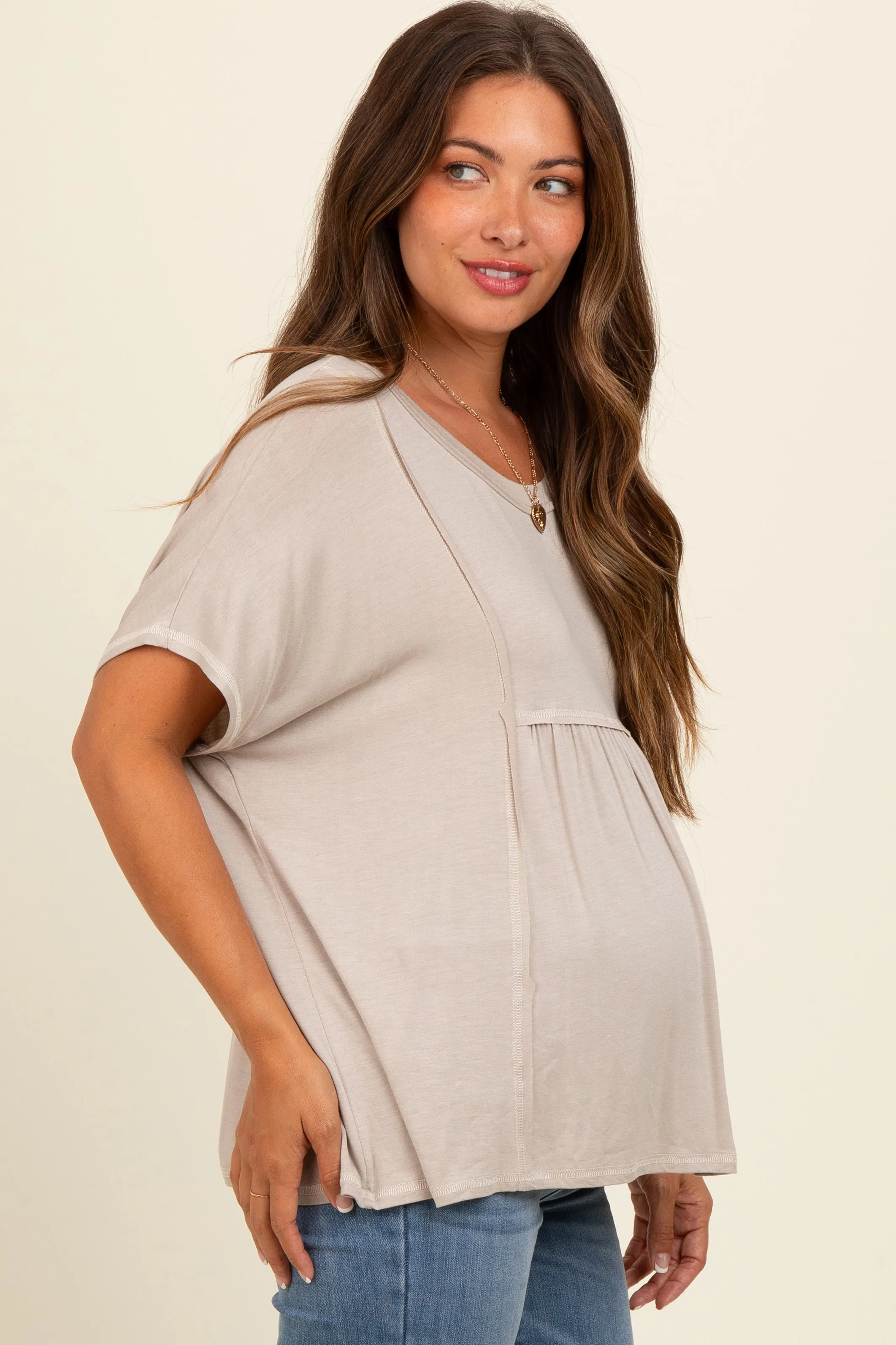 Grey Flutter Sleeve Maternity Top sold by Pinkblush product image thumbnail 4
