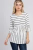 PinkBlush Ivory Striped Peplum Ruffle Maternity Top sold by Pinkblush