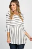 PinkBlush Ivory Striped Peplum Ruffle Maternity Top sold by Pinkblush