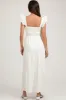 Cream Sleeveless Smocked Tiered Maternity Maxi Dress sold by Pinkblush