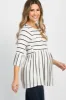 PinkBlush Ivory Striped Peplum Ruffle Maternity Top sold by Pinkblush