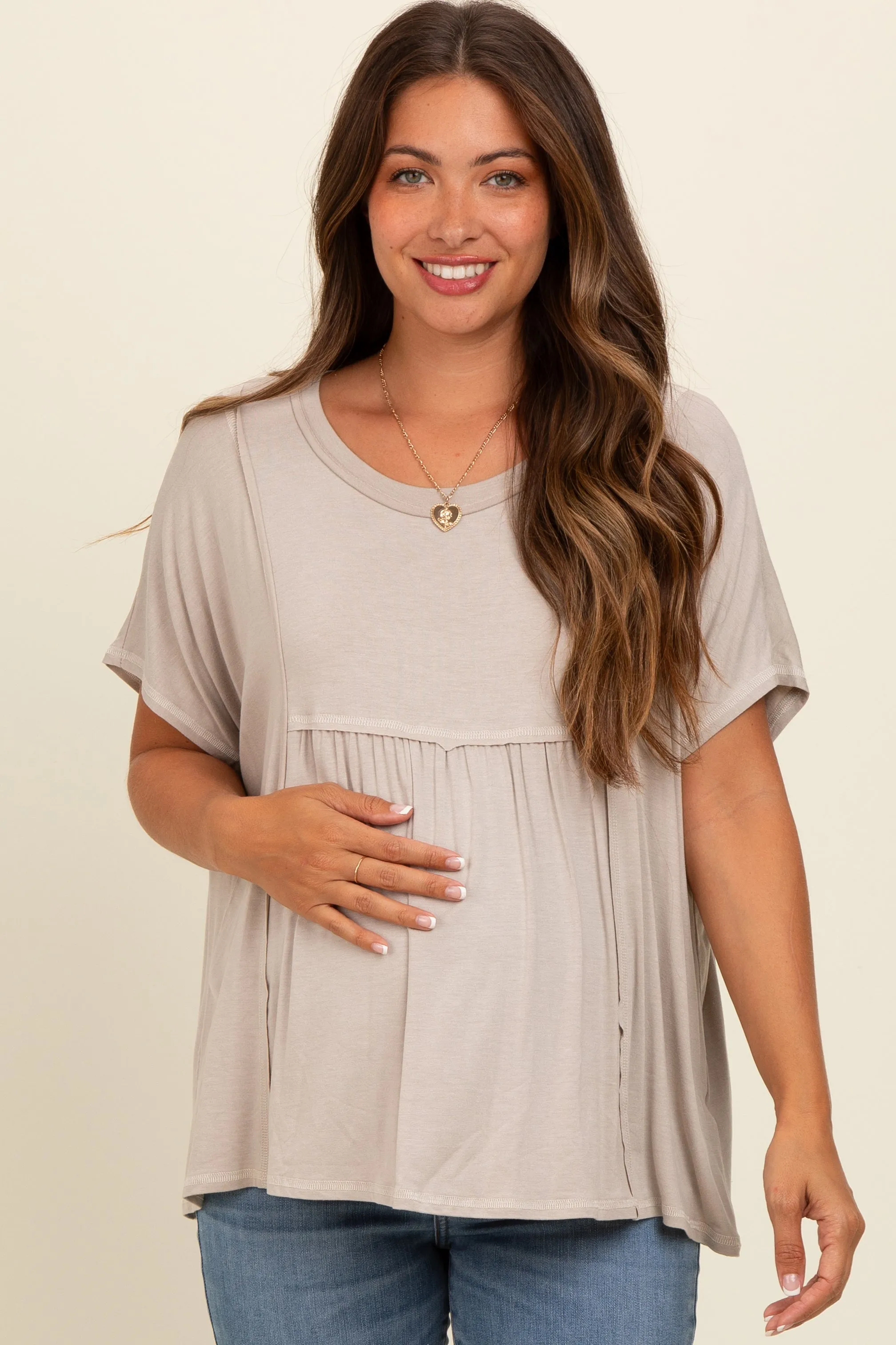 Grey Flutter Sleeve Maternity Top sold by Pinkblush product image thumbnail 3