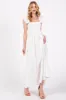 Cream Sleeveless Smocked Tiered Maternity Maxi Dress sold by Pinkblush