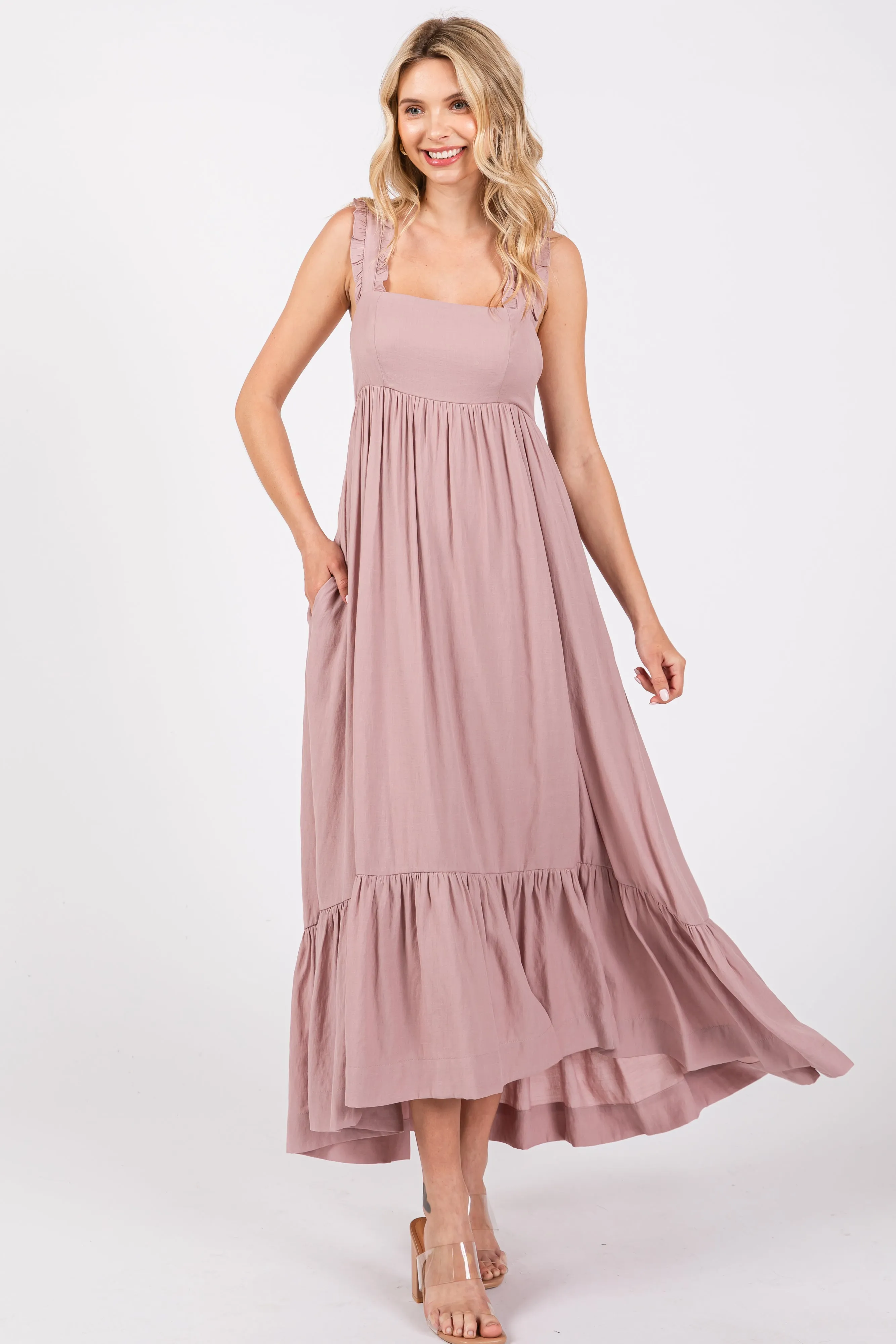 Mauve Pinafore Cutout Midi Dress sold by Pinkblush product image thumbnail 2