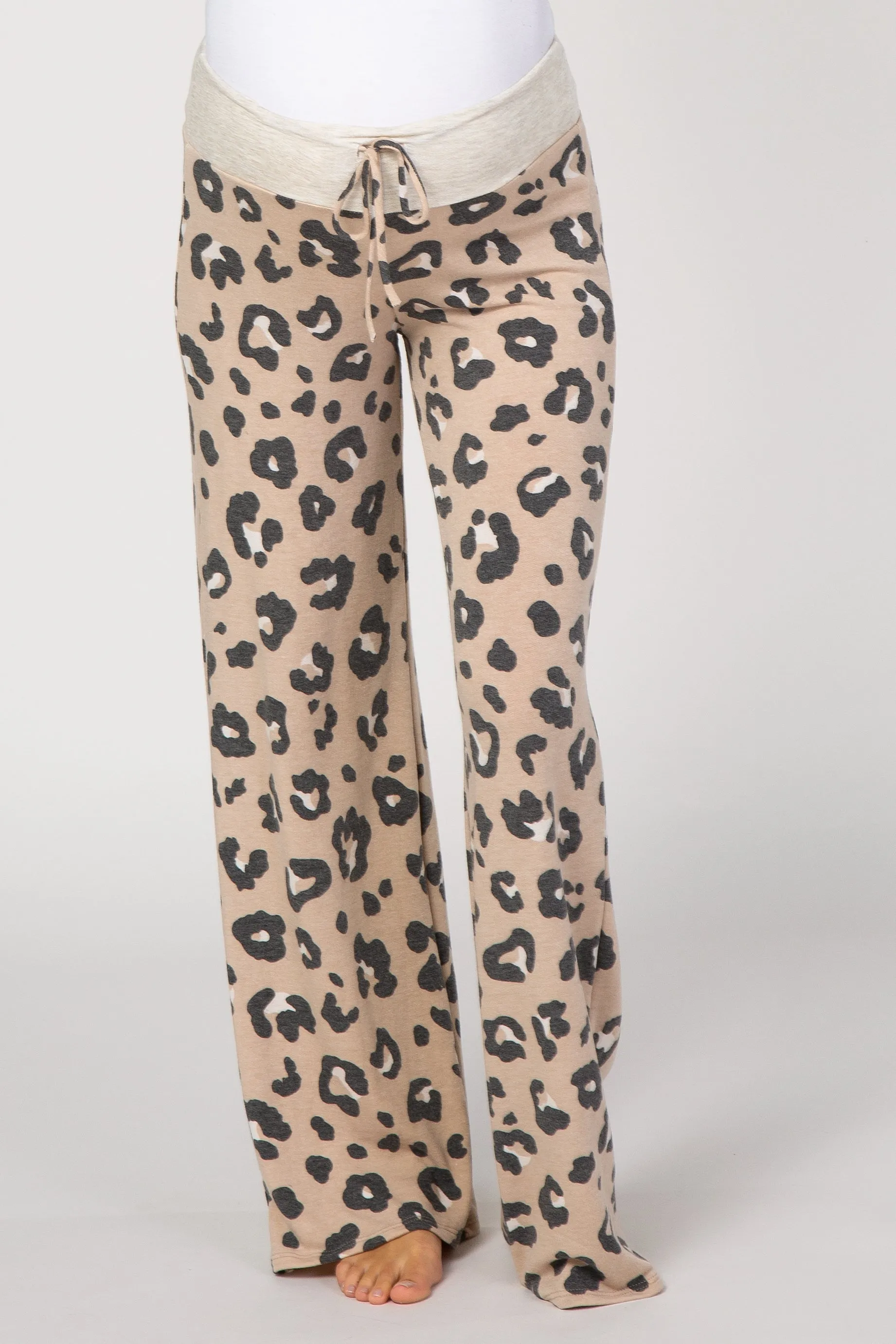 PinkBlush Taupe Leopard Print Maternity Lounge Pants sold by Pinkblush product image thumbnail 3
