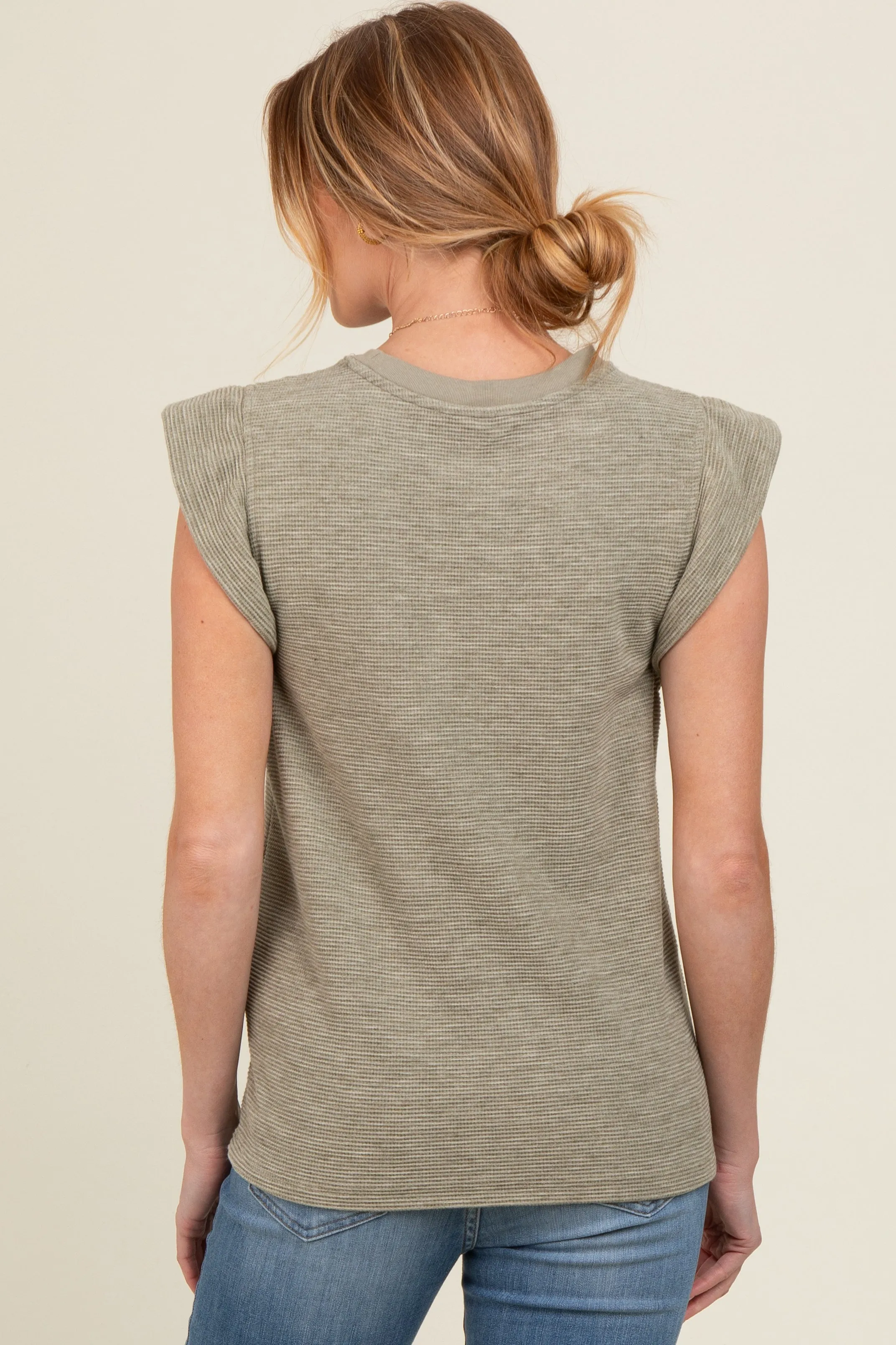 Olive Striped Ruffle Sleeve Maternity Top sold by Pinkblush product image thumbnail 4