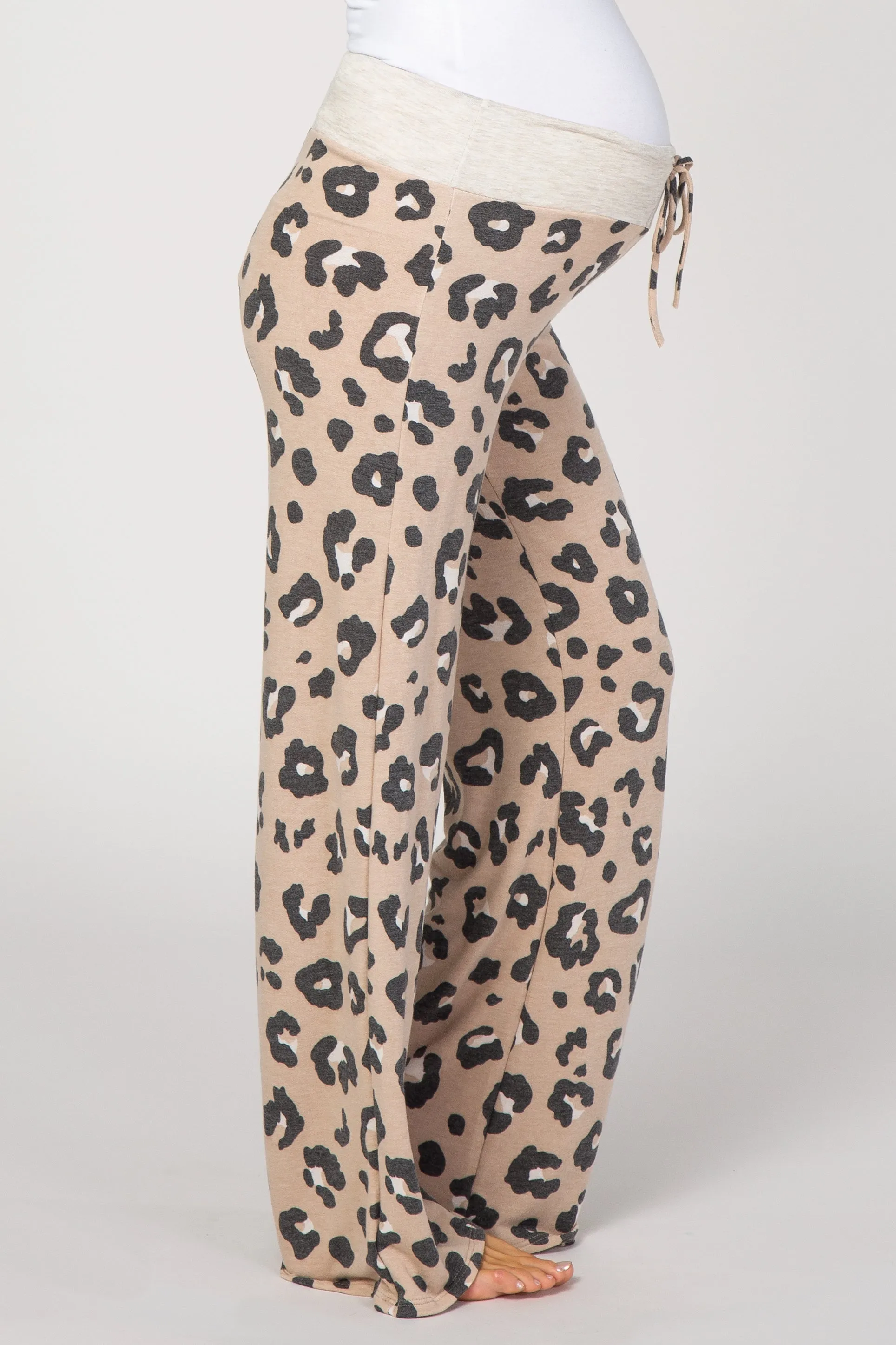 PinkBlush Taupe Leopard Print Maternity Lounge Pants sold by Pinkblush product image thumbnail 4