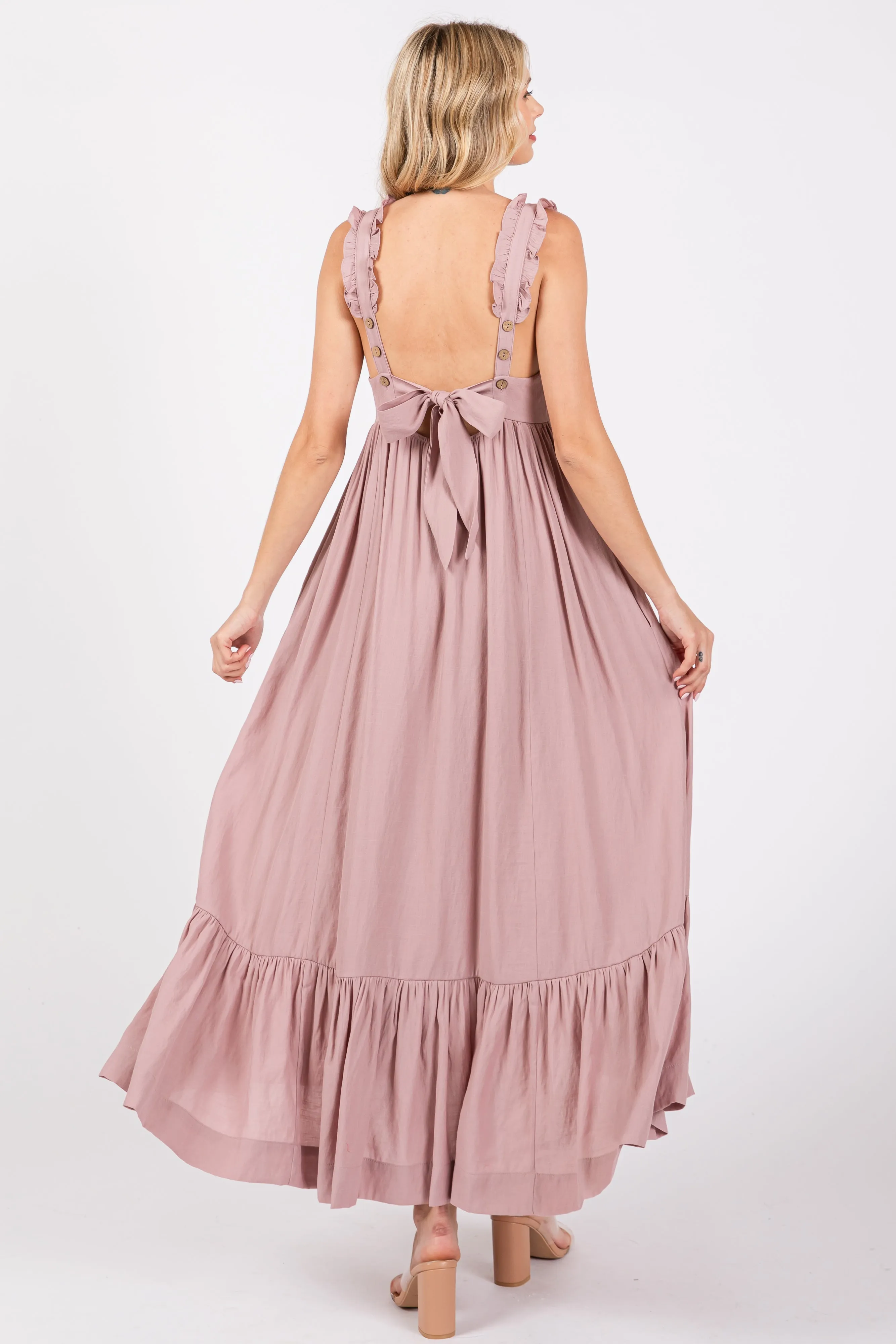 Mauve Pinafore Cutout Midi Dress sold by Pinkblush product image thumbnail 4