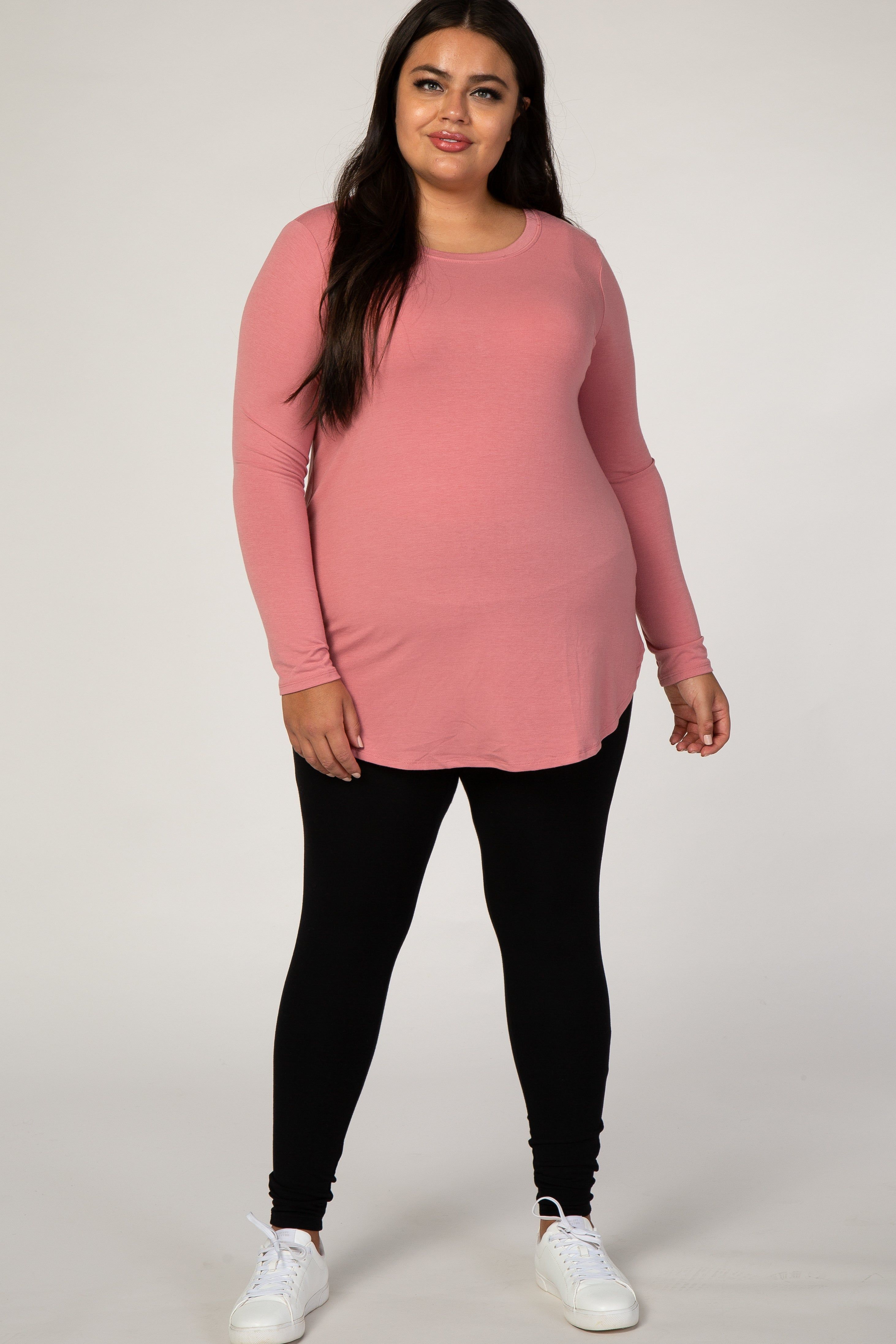 Pink Basic Long Sleeve Plus Shirt sold by Pinkblush product image thumbnail 4