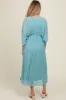 Blue Pleated V Neck Maternity Maxi Dress sold by Pinkblush