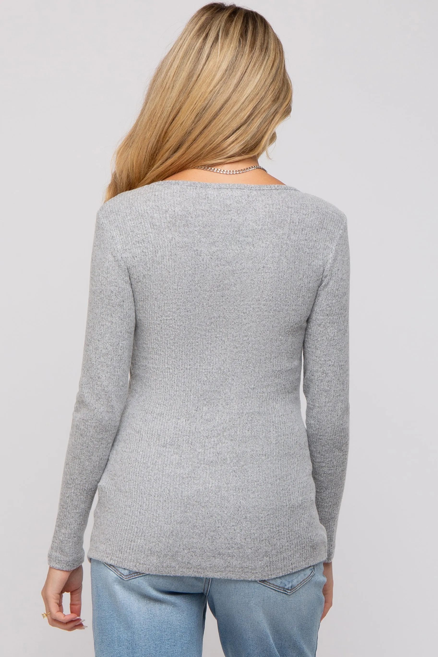 Heather Grey Ribbed Crossover Maternity/Nursing Top sold by Pinkblush product image thumbnail 3