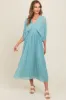 Blue Pleated V Neck Maternity Maxi Dress sold by Pinkblush