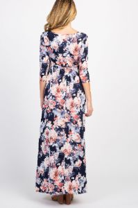 PinkBlush Navy Floral Maternity/Nursing Wrap Dress sold by Pinkblush