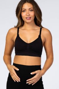 Black Seamless Ruched Front Maternity/Nursing Bra sold by Pinkblush