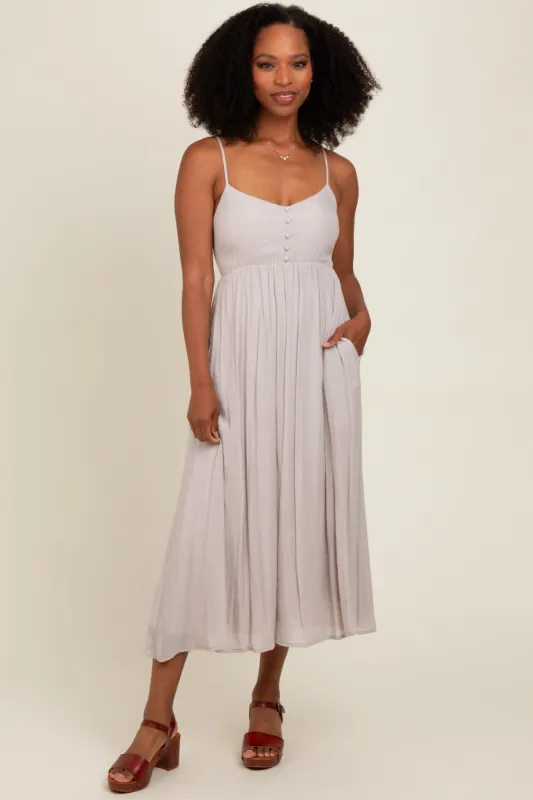Grey Button Accent Midi Dress sold by Pinkblush