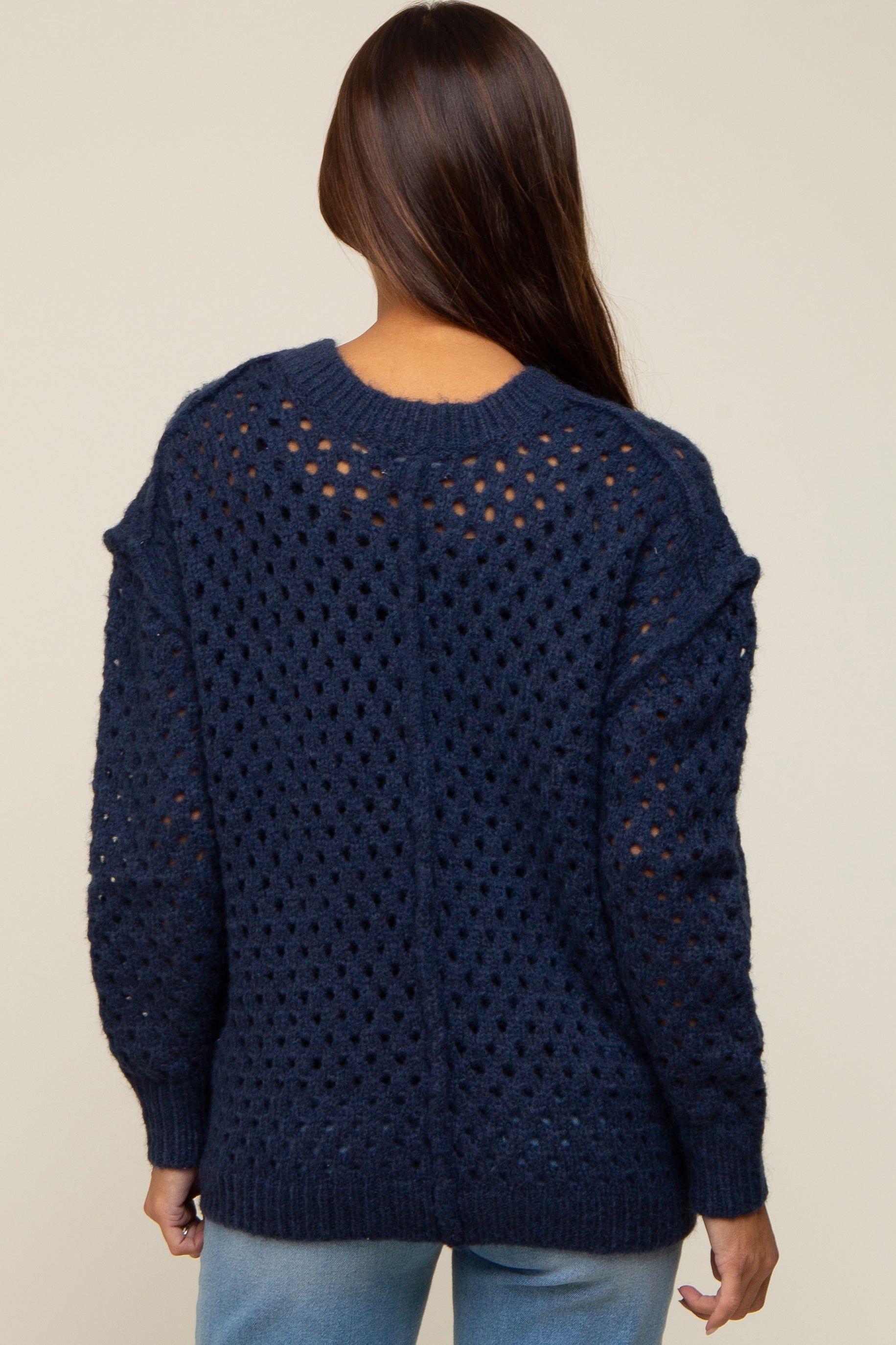 Navy Open Chunky Knit Maternity Sweater sold by Pinkblush product image thumbnail 3