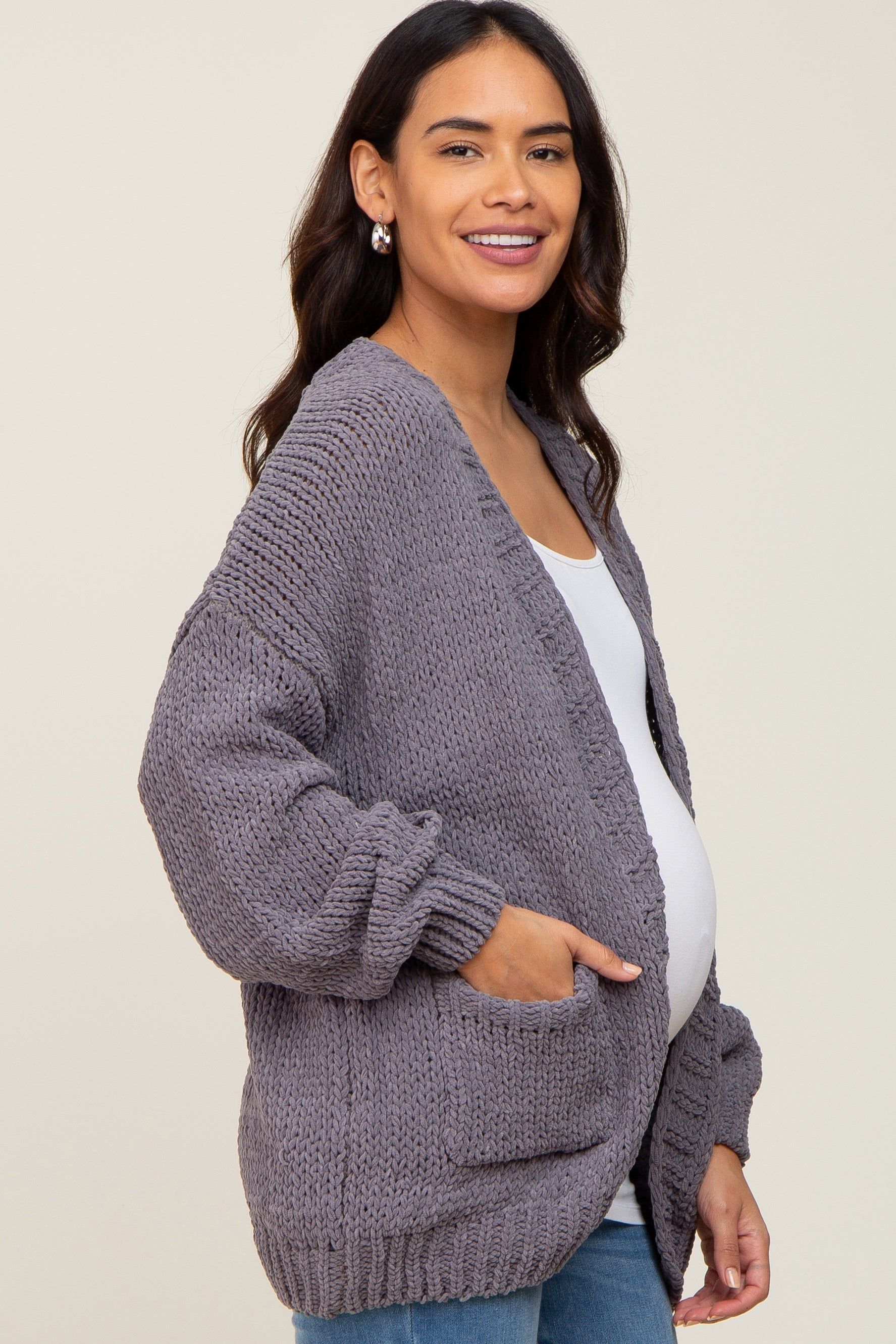 Charcoal Oversized Bubble Sleeve Maternity Cardigan sold by Pinkblush product image thumbnail 2