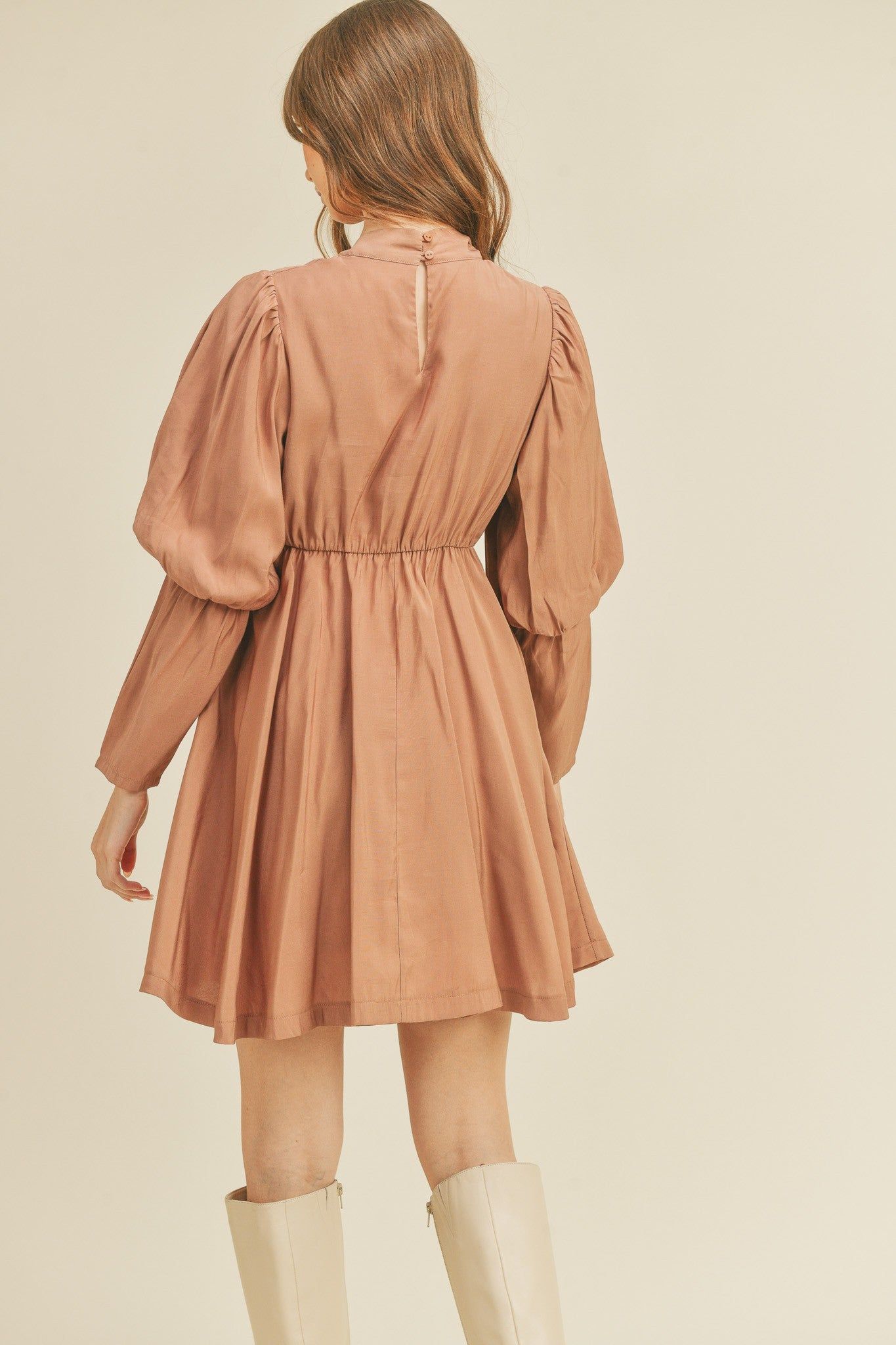 Mauve Tie Neck Mini Dress sold by Pinkblush product image thumbnail 3