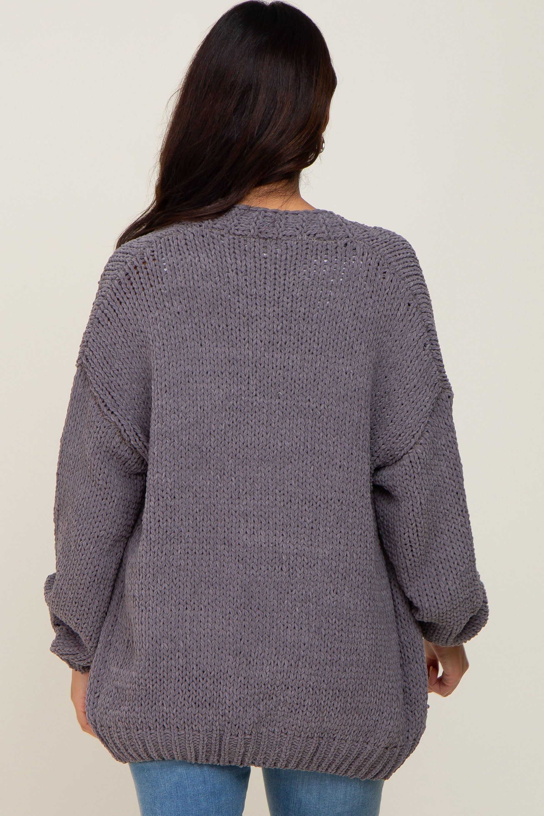 Charcoal Oversized Bubble Sleeve Maternity Cardigan sold by Pinkblush product image thumbnail 3