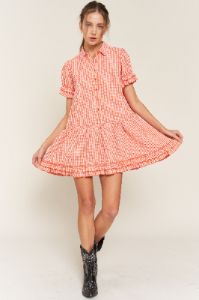 Red Button Down Baby Doll Mini Dress sold by Pinkblush