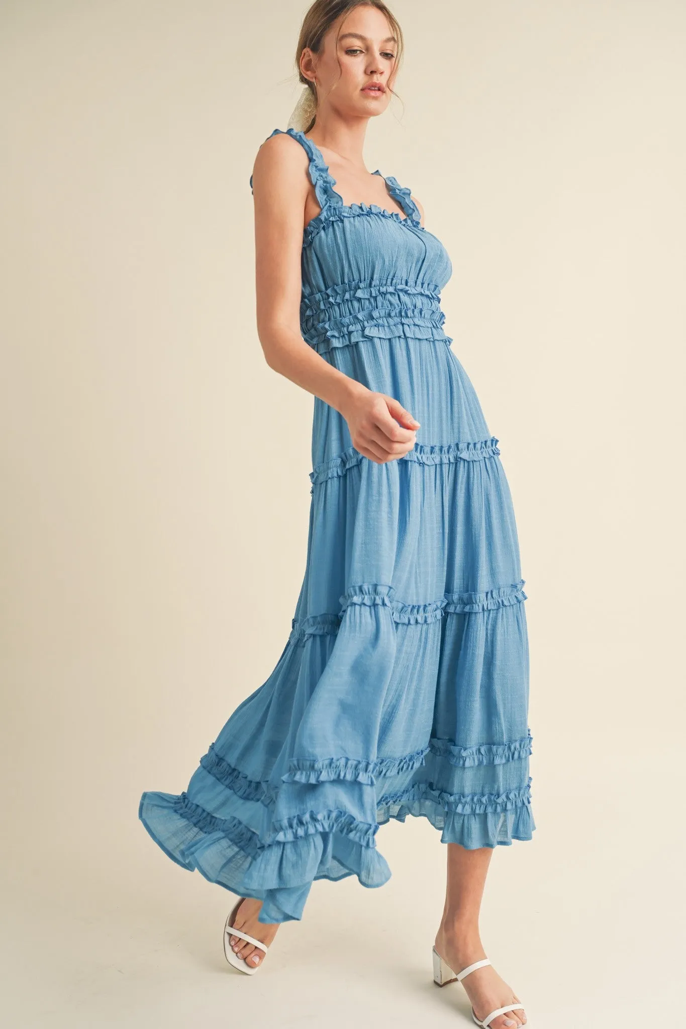 Blue Ruffled Midi Dress sold by Pinkblush product image thumbnail 2