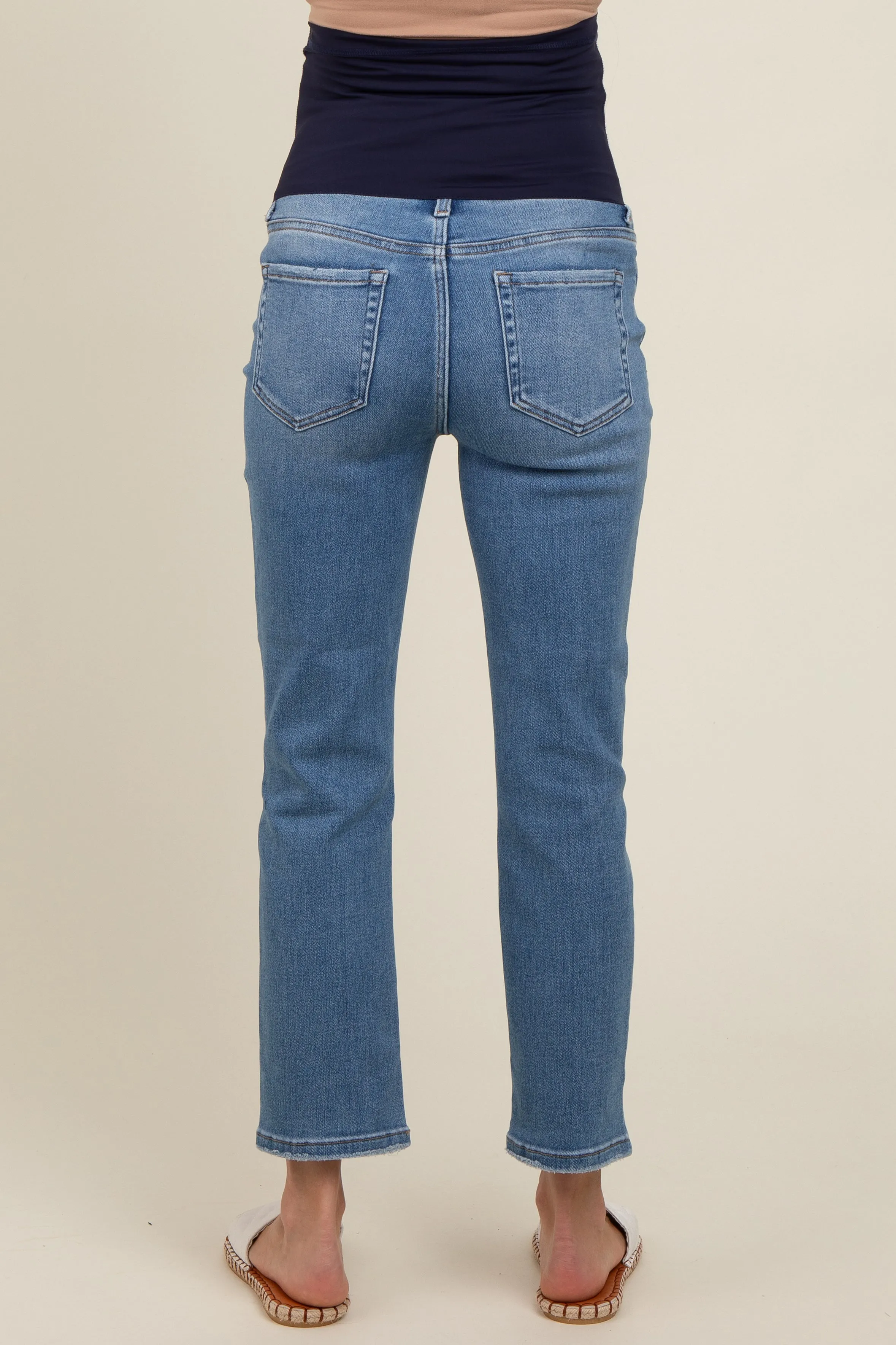 Blue Slim Straight Maternity Ankle Crop Jeans sold by Pinkblush product image thumbnail 5