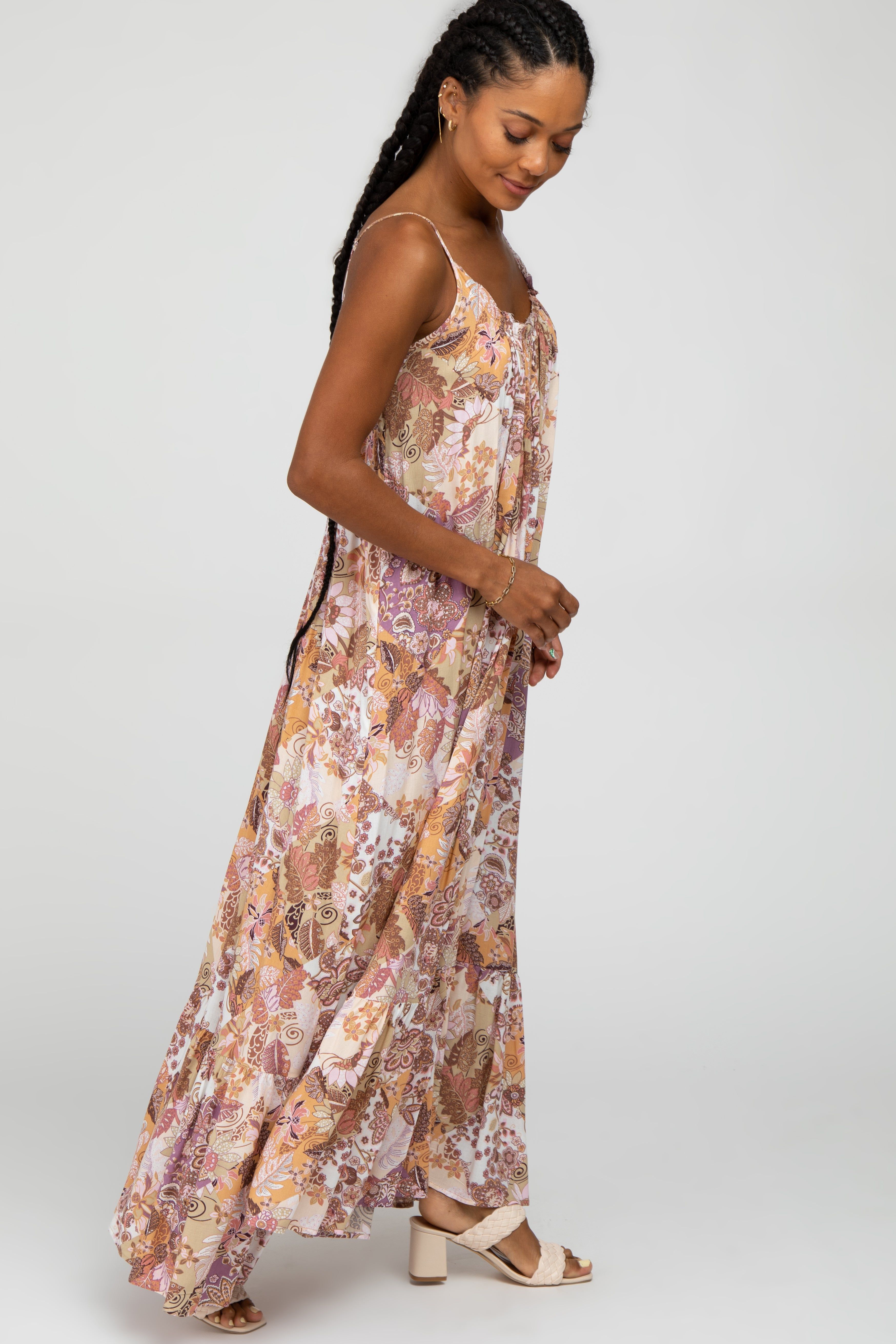 Multi-Color Floral Ruffle Hem Maxi Dress sold by Pinkblush product image thumbnail 3