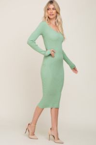Mint Green Knit Ribbed Midi Dress sold by Pinkblush