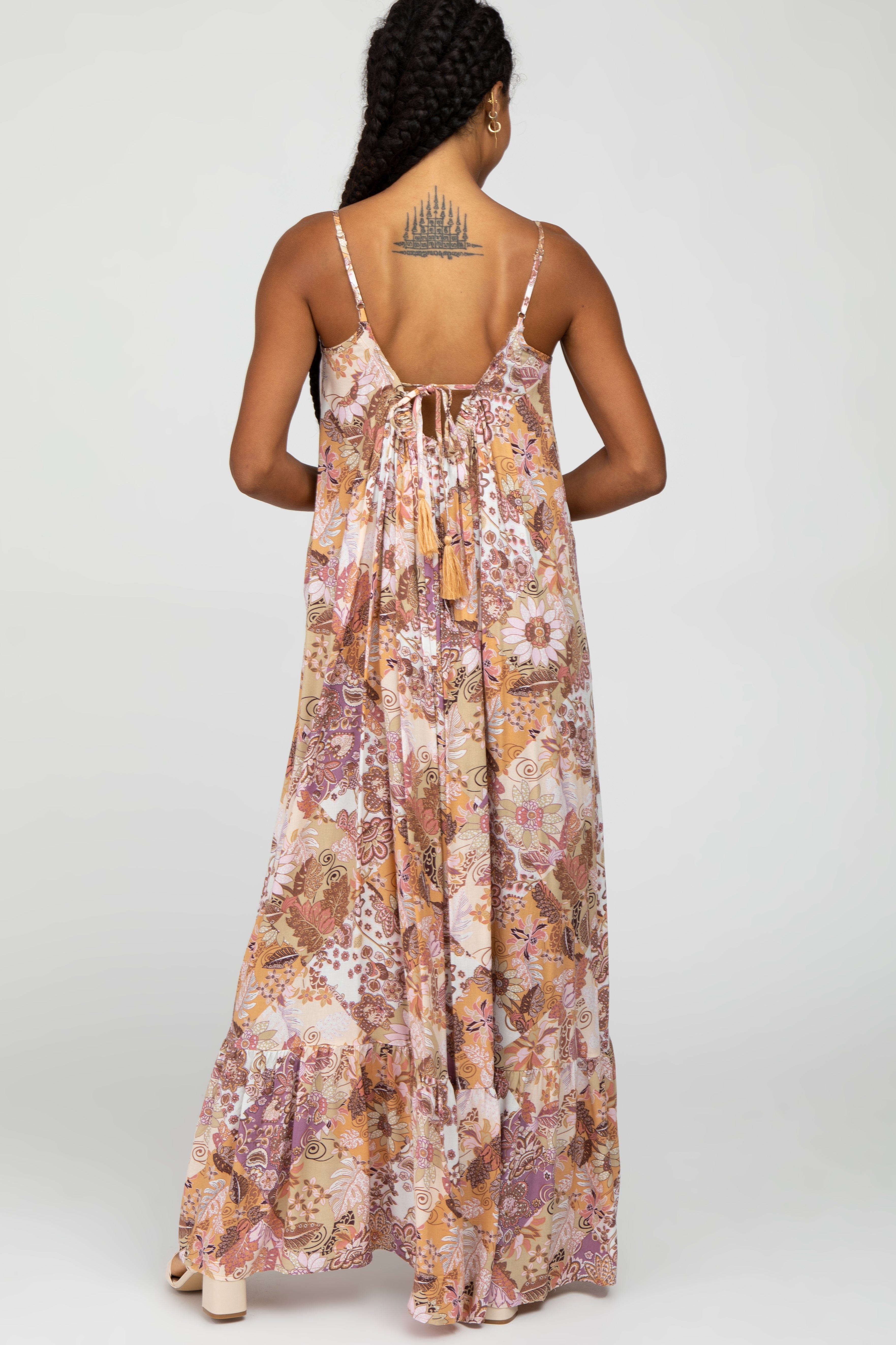 Multi-Color Floral Ruffle Hem Maxi Dress sold by Pinkblush product image thumbnail 4
