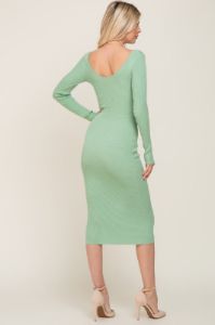 Mint Green Knit Ribbed Midi Dress sold by Pinkblush